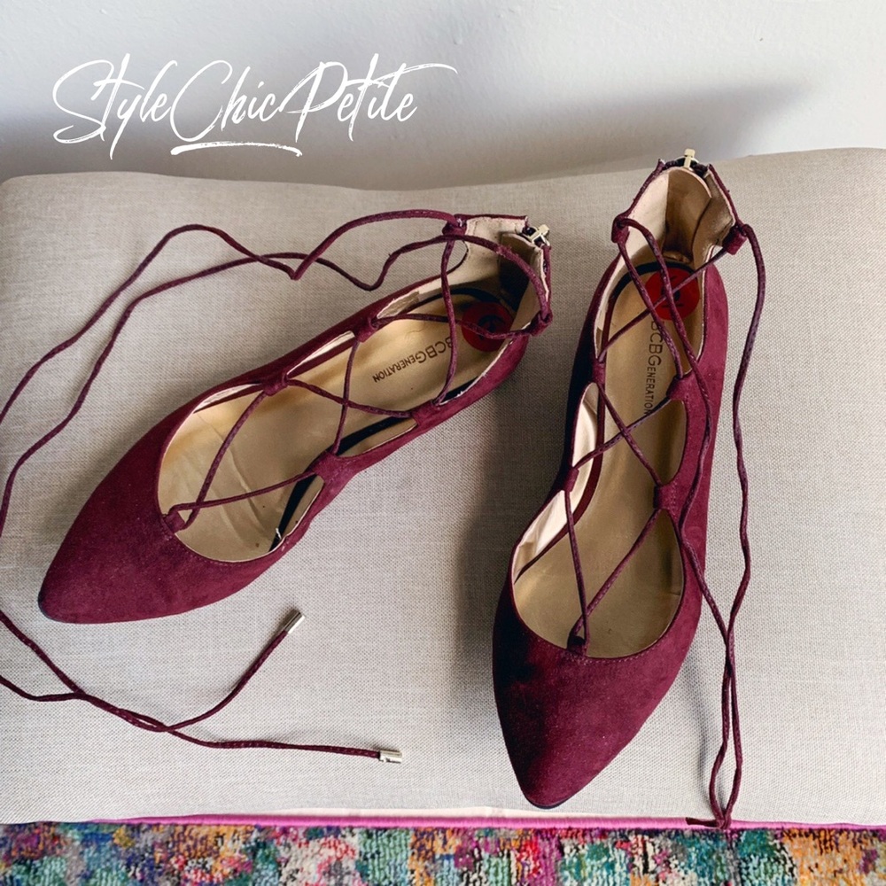 BCBGeneration Faux Suede Lace Up Ballerina Flat - Picture 2 of 4